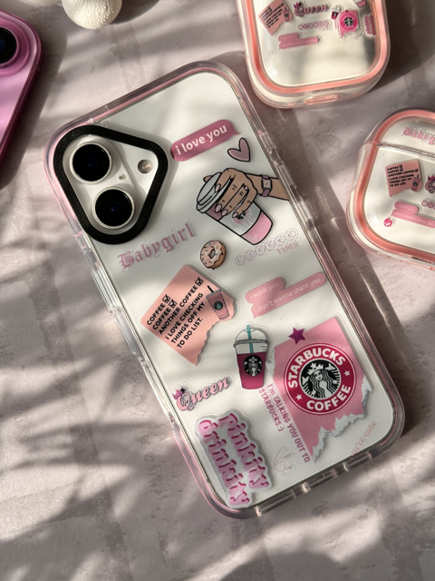 قاب گوشی استارباکس صورتی iphone 11normal