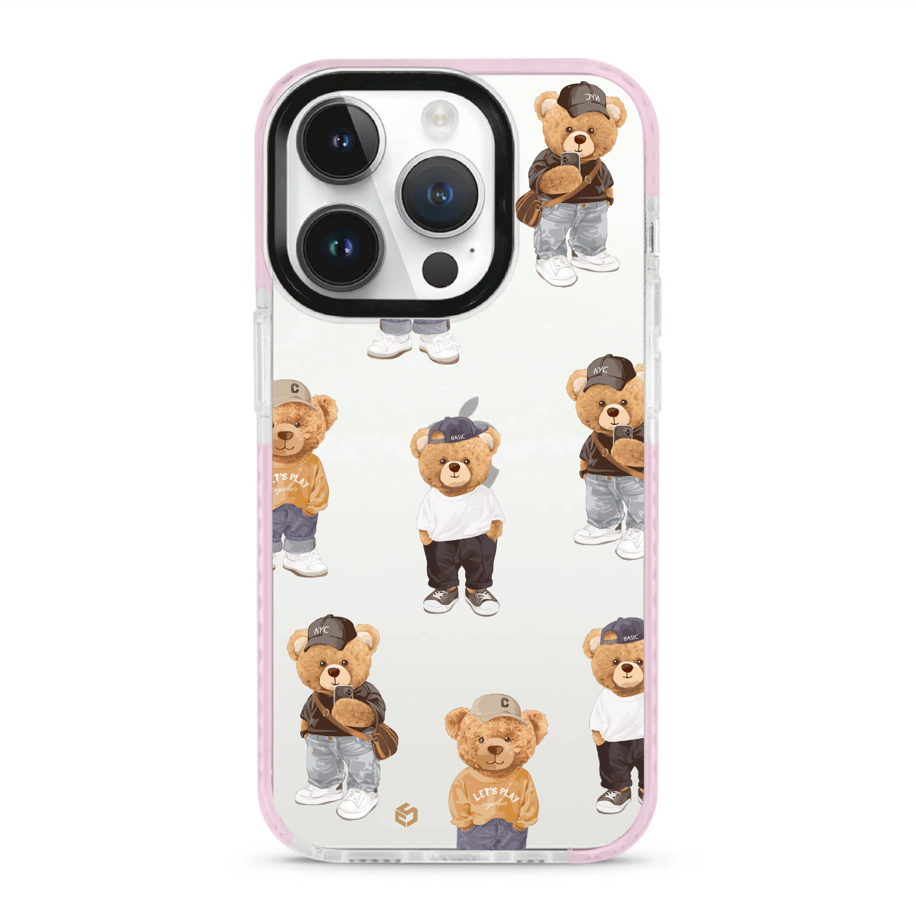 قاب گوشی تدی پترن دور صورتی iphone 15pro