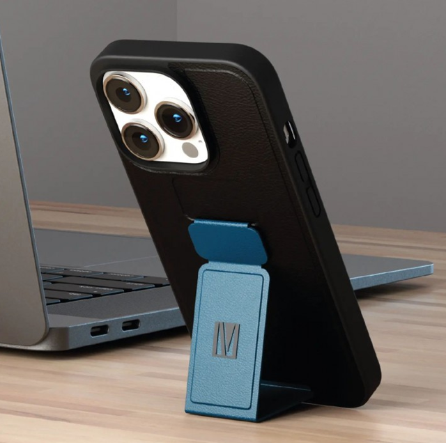 قاب چرمی Levelo Morphix مشکی/آبی iPhone 14Pro | قیمت و خرید